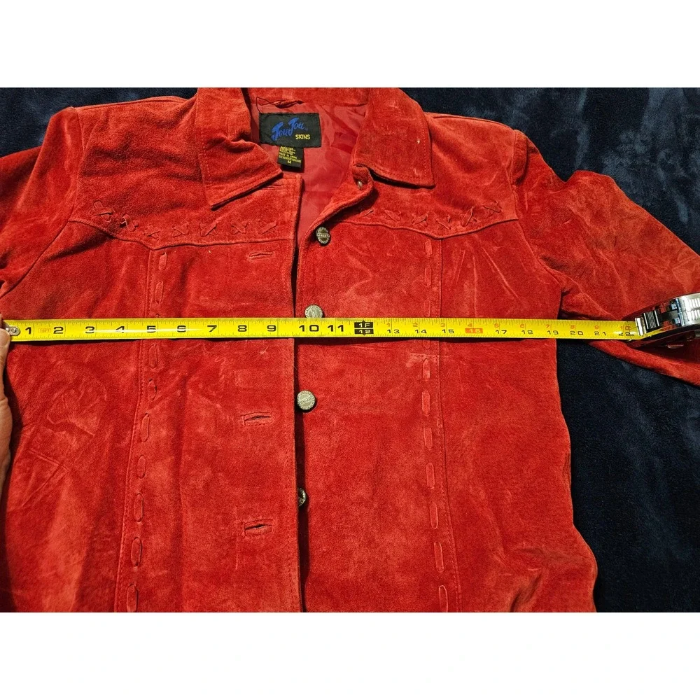JouJou Skins Red Suede Leather Fringe Jacket and Matching Bag Set Womens Medium